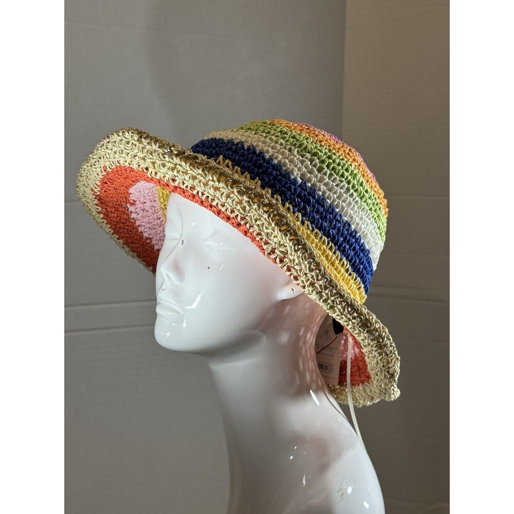 Women’s Bucket Hat Rainbow Straw Cap Floppy Dome Beach Holiday 2Chic Brand
